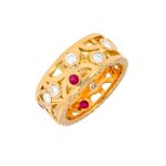Bague diamants 1. 15 carat et rubis 0. 32 carat or jaune 7. 60g Bague diamants 1. 15 carat et rubis 0. 32 carat or jaune 7. 60g