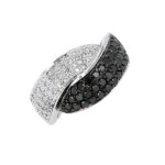 Bague diamants noirs & blanc 0. 41 carat or blanc 6. 96g