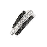 Bague diamants noirs & blanc or blanc 0. 54 carat or blanc 9. 53g