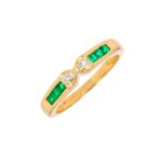 Bague meraudes 0. 12 carat et diamants 0. 01 carat or jaune 2. 46g