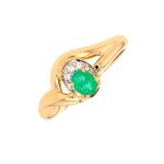 Bague meraude 0. 22 carat et diamants 0. 025 carat or jaune 3. 51g