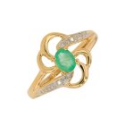 Bague �meraude 0. 24 carat et diamants 0. 01 carat or jaune 2. 88g