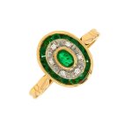 Bague �meraudes 0. 41 carat et diamants 0. 03 carat or jaune 3. 62g