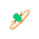 Bague meraude 0. 41 carat et diamants 0. 08 carat or jaune 1. 39g