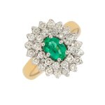 Bague �meraude 0. 50 carat et diamants 0. 90 carat 2 ors 6. 78g