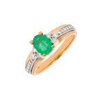 Bague meraude 0. 66 carat et diamants 0. 20 carat 2 ors 4. 05g