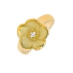 Bague fleur diamant 0. 07 carat or jaune 18. 10g