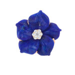 Bague fleur diamants 0. 16 carat et lapis - lazuli 2 ors 12. 87g Bague fleur diamants 0. 16 carat et lapis - lazuli 2 ors 12. 87g