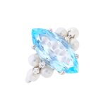 Bague isabelle langlois diamants 0. 10 carat, topaze et perles or blanc 6. 15g Bague isabelle langlois diamants 0. 10 carat, topaze et perles or blanc 6. 15g