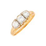 Bague jarreti�re vintage diamants 0. 48 carat 2 ors 2. 49g