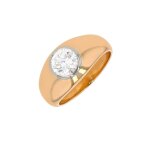Bague jonc diamant 0. 57 carat 2 ors 5. 20g