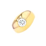 Bague jonc diamant 0. 70 carat or jaune 8. 17g