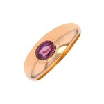 Bague jonc saphir rose 0. 62 carat or jaune 3. 52g