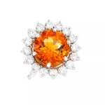 Bague marguerite citrine 5. 65 carats et diamants 1. 60 carat or blanc 8. 07g