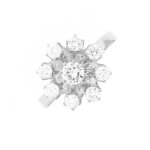 Bague marguerite diamants 0. 89 carat or blanc 4. 52g