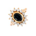Bague marguerite saphir 1. 46 carat et diamants 0. 78 carat or jaune 9. 62g