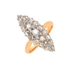 Bague marquise ancienne rose de diamants 0. 75 carat 2 ors 5. 85g
