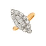 Bague marquise vintage diamants 0. 87 carat 2 ors 4. 65g