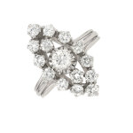 Bague marquise vintage diamants 1. 21 carat or blanc 4. 68g