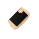 Bague onyx et diamant 0. 04 carat or jaune 5. 23g