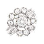 Bague vintage diamants 0. 93 carat or blanc 6. 80g
