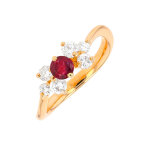Bague rubis 0. 25 carat et diamants 0. 40 carat or jaune 3. 10g