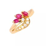Bague rubis 0. 33 carat et diamants 0. 10 carat or jaune 3. 02g