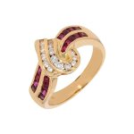 Bague rubis 0. 34 carat et diamants 0. 40 carat or jaune 6. 18g