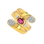 Bague rubis 0. 37 carat et diamants 0. 17 carat 2 ors 16. 07g