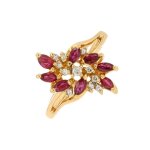 Bague rubis 0. 40 carat et diamants 0. 11 carat 2 ors 4. 79g