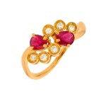Bague rubis 0. 40 carat et diamants 0. 12 carat or jaune 2. 57g