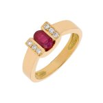 Bague rubis 0. 45 carat et diamants 0. 06 carat or jaune 4. 84g