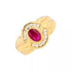 Bague rubis 0. 59 carat et diamants 0. 16 carat or jaune 4. 29g