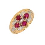 Bague rubis 0. 80 carat et diamants 0. 025 carat 2 ors 4. 28g