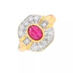 Bague rubis 0. 96 carat et diamants 0. 18 carat 2 ors 5. 38g