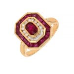 Bague rubis 1. 34 carat et diamants 0. 24 carat or jaune 6. 15g