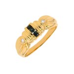 Bague saphirs 0. 15 carat et diamants 0. 05 carat or jaune 4g
