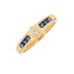 Bague saphirs 0. 18 carat et diamants 0. 01 carat or jaune 2. 19g Bague saphirs 0. 18 carat et diamants 0. 01 carat or jaune 2. 19g