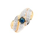 Bague saphir 0. 23 carat et diamants 0. 02 carat 2 ors 2. 89g