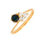 Bague saphir 0. 25 carat et diamants 0. 18 carat or jaune 1. 62g