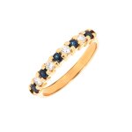 Bague saphirs 0. 30 carat et diamants 0. 16 carat or jaune 3. 44g