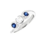 Bague saphirs 0. 30 carat et diamant 0. 23 carat or blanc 4. 77g