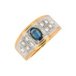 Bague saphir 0. 31 carat et diamants 0. 25 carat or jaune 5. 86g