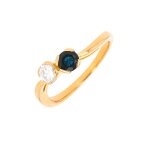 Bague saphir 0. 35 carat et diamants 0. 30 carat or jaune 2. 58g