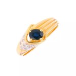 Bague saphir 0. 38 carat et diamants 0. 04 carat or jaune 2. 42g