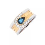 Bague saphir 0. 40 carat et diamants 0. 12 carat 2 ors 6. 70g