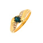 Bague saphir 0. 42 carat et diamants 0. 02 carat or jaune 2. 29g
