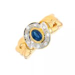 Bague saphir 0. 44 carat et diamants 0. 08 carat or jaune 6. 21g