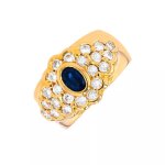 Bague saphir 0. 44 carat et diamants 0. 66 carat or jaune 7. 60g