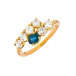 Bague saphir 0. 46 carat et diamants 0. 90 carat or jaune 3. 19g